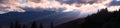 Panorama karpatian mountains under rays Royalty Free Stock Photo