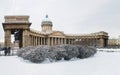 Panorama of Kazan Cathedral in Saint Petersburg, at winter.