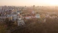 Panorama of Kiev and St. Andrew`s Church on sunset, Ukraine