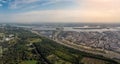 Panorama of Kiev under National Botanical Garden. Aerial view