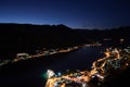 Panorama of Kotor Bay with Mountain Scenery and Cruise Ship Royalty Free Stock Photo