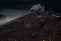 Panorama of Kotor Old Town with Cruise Ship Seen from Lookout