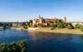 Panorama of Krakow, Poland, Wawel castle and Vistula river Royalty Free Stock Photo