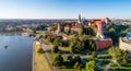 Panorama of Krakow, Poland, Wawel castle and Vistula river Royalty Free Stock Photo