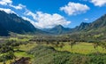 Panorama of Kaaawa valley with mountains in the background Royalty Free Stock Photo