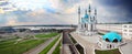 Panorama with kul sharif mosque in kazan kremlin Royalty Free Stock Photo