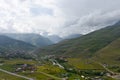 Panorama of the Kurtatinsky gorge in the mountains of the North Caucasus. Republic of North Ossetia - Alania