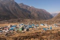 Panorama of Kyangjin Gompa. Nepal. View from Kyangjin Ri Royalty Free Stock Photo