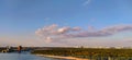 panorama of Kyiv city, Ukraine. You can clearly see the left bank of the city, the Dnieper River, bridges.