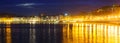 Panorama of La Concha creek in autumn night at Donistia