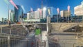 Panorama of La Defence , business and financial district with highrise skyscrapers buildings