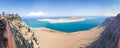 Panorama of La Graciosa island, aerial view from Mirador del Rio in Lanzarote, Canary islands Spain