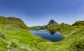 Panorama lacs d`Auyous and Pic d`Ossau in the French Pyrenees Royalty Free Stock Photo