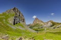 Panorama lacs d`Auyous and Pic d`Ossau in the French Pyrenees