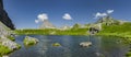 Panorama lacs d`Auyous and Pic d`Ossau in the French Pyrenees Royalty Free Stock Photo