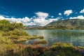 Panorama of Lake Butrint, wild landscape of Butrint area, UNESCO`s World Heritage site in the south of Albania, Europe