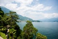 Panorama Lake Como in Italy. Cloudy Sky