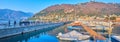 Panorama with Lake Como, Piero Foranea Caldirola Dam and Monte Boletto, Como, Lombardy, Italy Royalty Free Stock Photo