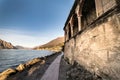 Panorama of Lake Garda (Italy) near the town of Malcesine. Royalty Free Stock Photo