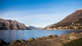 Panorama of Lake Garda (Italy) near the town of Malcesine. Royalty Free Stock Photo