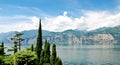 Panorama of Lake Garda from Malcesine town Royalty Free Stock Photo