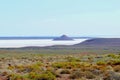 Panorama of Lake Hart, a colorful salt lake landscape in the Australian Outback