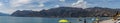 Panorama Lake Hawea and the Southern Alps, in Wanaka, Otago, South Island, New Zealand Royalty Free Stock Photo