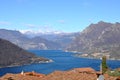 Panorama of Lake Iseo and Montisola in the province of Brescia - Lombardy - Italy 002 Royalty Free Stock Photo