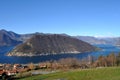 Panorama of Lake Iseo and Montisola in the province of Brescia - Lombardy - Italy 003 Royalty Free Stock Photo