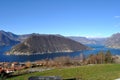 Panorama of Lake Iseo and Montisola in the province of Brescia - Lombardy - Italy 005 Royalty Free Stock Photo