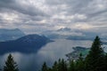 Panorama of Lake Lucerne on the slope from Mount Rigi, Switzerland. Royalty Free Stock Photo