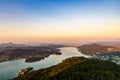 Panorama Lake and mountains at Worthersee Karnten Austria tourist spot