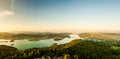 Panorama Lake and mountains at Worthersee Karnten Austria tourist spot Royalty Free Stock Photo