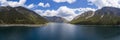 Panorama of lake plansee at spring day with blue cold water