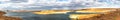 Panorama: Lake Powell Dam sunset - Glen Canyon, Page, Arizona, AZ Royalty Free Stock Photo