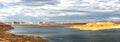 Panorama: Lake Powell sunset - Glen Canyon, Page, Arizona, AZ Royalty Free Stock Photo