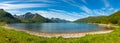 Panorama of Lake Svartisvatnet in Helgeland in Norway, from Svartisen glacier