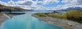 Panorama of Lake Tekapo & Church of The Good Shepherd Royalty Free Stock Photo