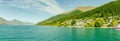 Panorama Lake Wakatipu and Southern Alps Queenstown, Otago New Zealand Royalty Free Stock Photo