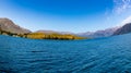 Panorama Lake Wakatipu and Southern Alps mountain range, Ka Tiritiri o te Moana, Walter Peak Otago, New Zealand