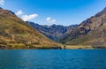 Panorama Lake Wakatipu and Southern Alps mountain range, Ka Tiritiri o te Moana, Walter Peak Otago, New Zealand