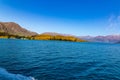 Panorama Lake Wakatipu and Southern Alps mountain range, Ka Tiritiri o te Moana, Walter Peak Otago, New Zealand