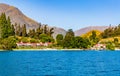 Panorama Lake Wakatipu and Southern Alps mountain range, Ka Tiritiri o te Moana, Walter Peak Otago, New Zealand