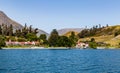 Panorama Lake Wakatipu and Southern Alps mountain range, Ka Tiritiri o te Moana, Walter Peak Otago, New Zealand