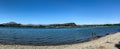 Panorama Lake Wanaka and the Southern Alps, with surrounding landscape in Wanaka, Otago, South Island, New Zealand Royalty Free Stock Photo