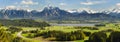 Panorama landscape in Bavaria with alps mountains