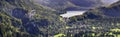 Panorama landscape in Bavaria with famous castle Neuschwanstein at alps mountains