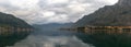 Panorama landscape of the Bay of Kotor on the Adriatic Coast of Montenegro Royalty Free Stock Photo