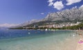 Panorama and landscape of beach in Makarska resort in Croatia