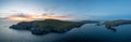 Panorama landscape of the Bray Head cliffs on Valentia Island at sunset Royalty Free Stock Photo